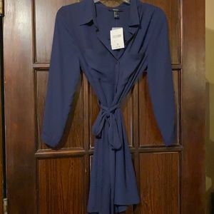 Forever 21 Sheer Navy Dress w/knit Underlay